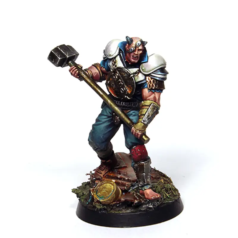 Bruto con armadura metálica y maza pesada