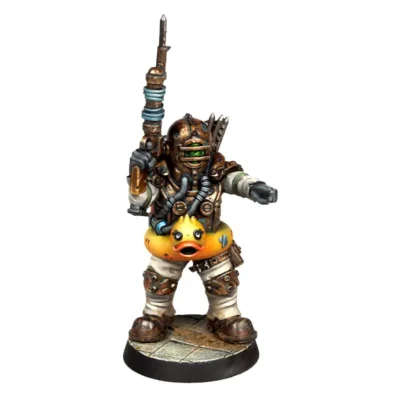 Pistón con lanzaarpones y armadura metálica