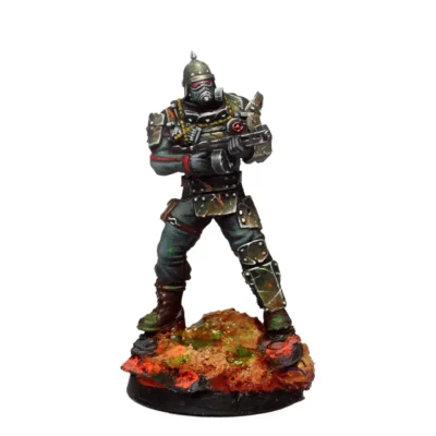 Übersoldat con escopeta, armadura metálica y protección contra la contaminación