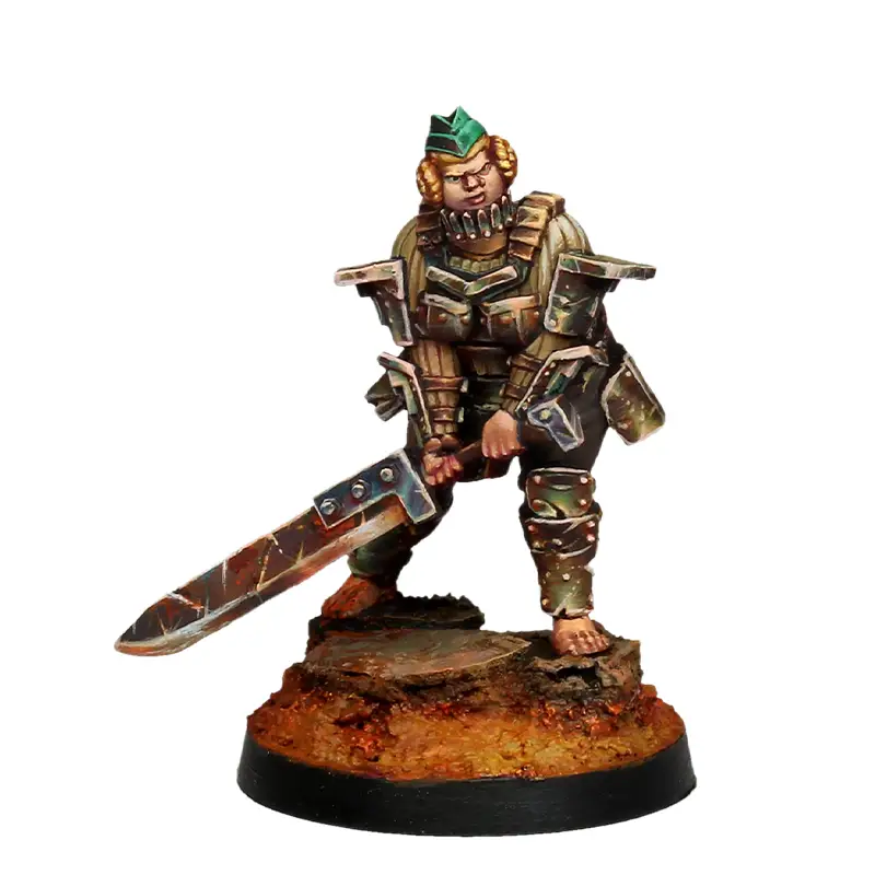 Übersoldat con filo pesado y armadura metálica