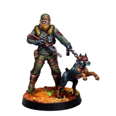 Soldat con escopeta/pistola/filo pequeño y mastín